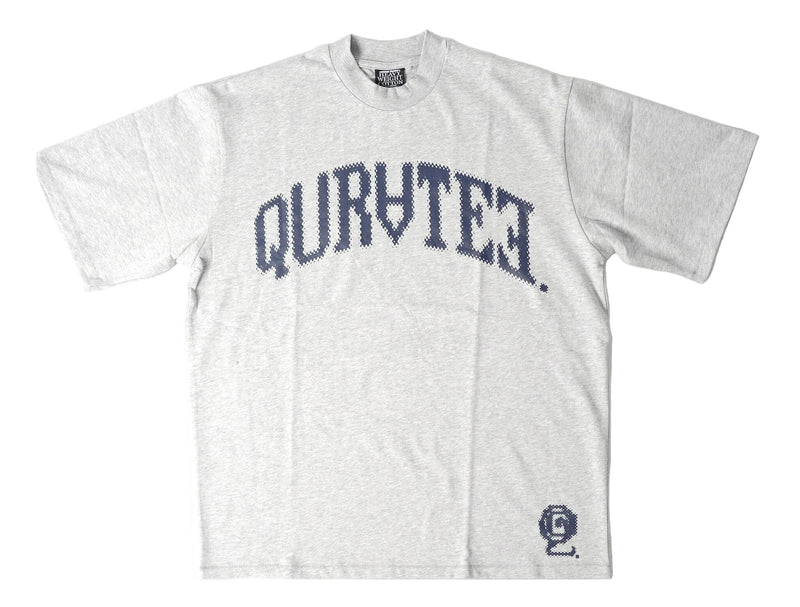 Quratee pixel-arch heavyweight tee - heather grey